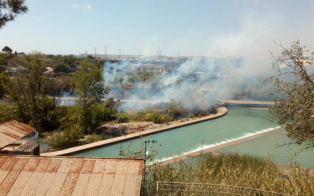 Un incendi crema 3000 metres quadrats de vegetació al Paisatge Protegit de la Desembocadura del riu Millars